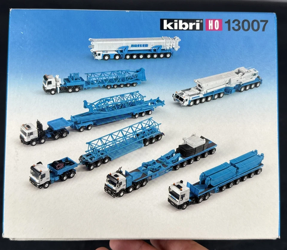 Kibri HO Scale 13007 7 Semi Trucks With Giant Sky Crane Loads Unassembled In Box - Image 2 of 4