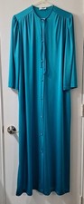 VTG 70s Miss Elaine Robe Womens Medium Teal Union Made USA Housecoat Pockets