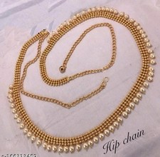 Cinturón tradicional dorado con cuentas blancas cadena para el vientre joyería de boda para mujer