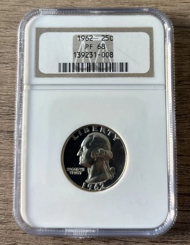 1962 P NGC  PF 68 Washington Quarter, Silver 25 Cents (0.25)