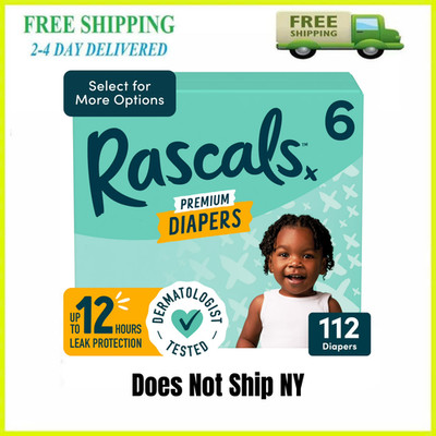 Rascals Premium Baby Diapers Size 6 Super Absorbent 112 Count Mega Box