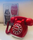 2003 VTG Coca-Cola Retro Push Button Red Landline Phone + Metal Plate as gift