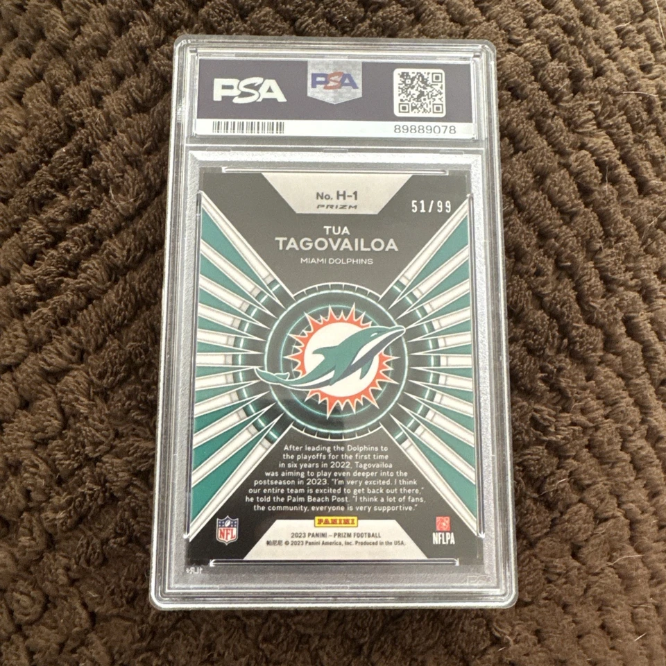 2023 Prizm HYPE 51/99 Blue Cracked Ice #H-1 Tua Tagovailoa Miami Dolphins - Image 2 of 2