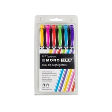 Tombow MONO Edge Highlighter, 6-Pack 1 Count Pack of 6 , Set 6 colours