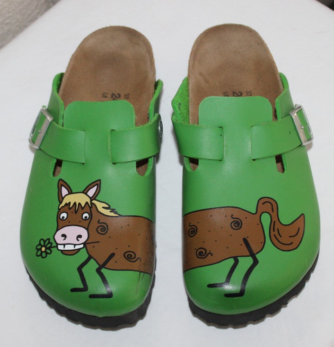 Birki's By Birkenstock Kids Green Woodby Horse Slip On Clog Shoes Size US 7