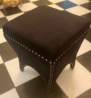 Casa Padrino Barock Hocker Schwarz H. 45 Cm - Barockstil MöBel