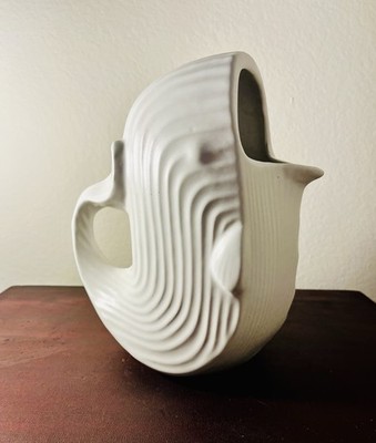 Jonathan Adler Contemporary Modern White Stoneware Ceramic Whale Pitcher Vase