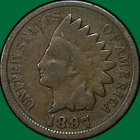 1897 1 in Neck Indian Head Cent Good G Coin #38554