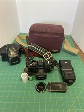 Konica AUTOREFLEX TC 35mm Film Camera w/ Hexanon AR 50mm F1.7, Hanimex Flash Bag