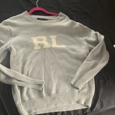 Polo Ralph Lauren Knit Logo Pullover Sweater Gray Crew Neck Men's Size L