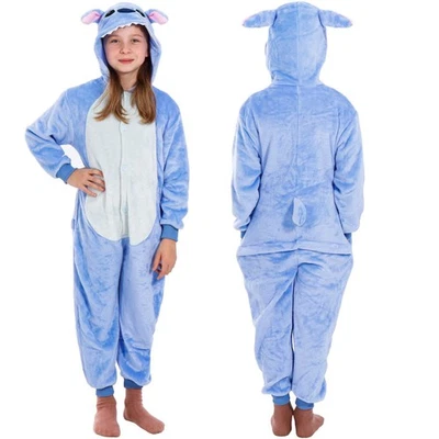 SPRINGOS Kinder Pyjama Einteiler Party Jumpsuit Kostüm Kapuze Karneval