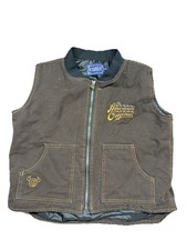 VTG Cowboy Hardware Quilted Brown Canvas Vest Western Bronc Rodeo Kid's Size XL
