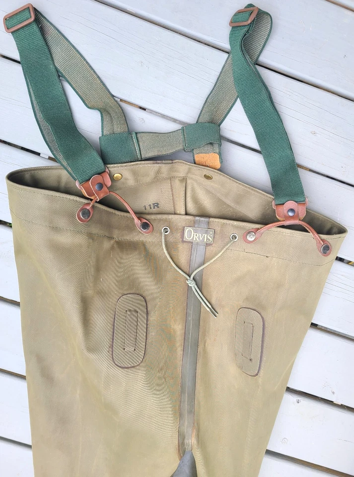 Vtg Orvis fly fishing A-87 boot leg waders w wool felt sole, size 11R - Image 2 of 4
