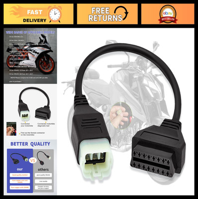 KTM 6 Pin to 16 Pin OBD2 Adapter Cable for Motorcycle Diagnostics & ECU Programm