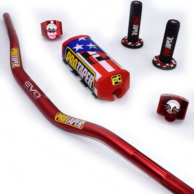 Original ''Evo'' PRO TAPER Handlebar Fat Bar DIRT BIKE 1 1/8'' ATV Quad GRIPS Pads