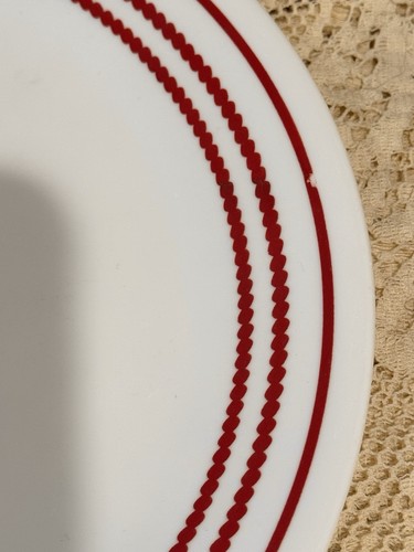 4 Pl Set 12 Pc Corelle RUBY RED Stripes 10 1/4” Dinner Plates, Bowls, Desserts - Picture 8 of 16