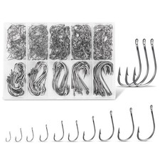 Carbon Steel Fishing Hooks 500Pcs, Circle Hooks Assortment for Saltwater Freshwa