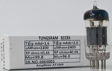 TUNGSRAM  ECC83 Welded Plate Made in Hungray  Amplitrex Tested Qty 1 Pc#4664001