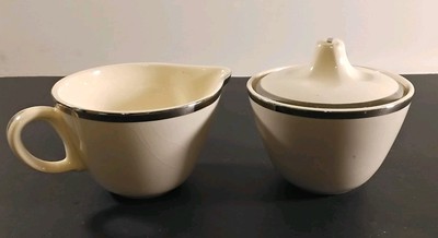 Vintage Creamer Sugar Bowl With Lid Salem Heirloom Platinum Band Set Of 2
