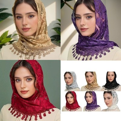 Lace Veils Flower Head Covering Catholic Chapel Bridal Headwrap Wedding Props