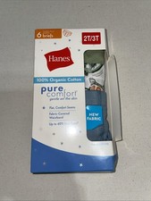 Hanes 2t/3t Organic Cotton Toddler Boys Briefs 6 Pack Underwear Brand New In PKG