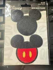UNIQUE Mickey Mouse Head 2pk Sticker Patch Disney Applique Iron On. 3.5"
