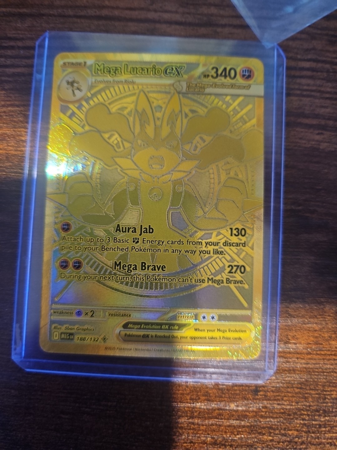 Mega Lucario EX 188/132 Hyper Rare Gold Mega Evolutions Pokemon Card NEAR MINT