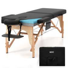KCC Memory Foam Massage Table Premium Portable Wooden Leg 28'' Wide , Black