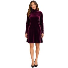 Vintage burgandy velour high neck shift dress long sleeve sz 8 minimalist EUC