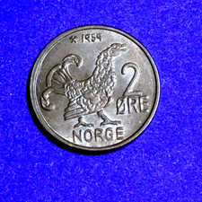 NORWAY 1959 (2 ORE)  CIRCULATED BETTER CONDITION KM#410 FAIR PRICE