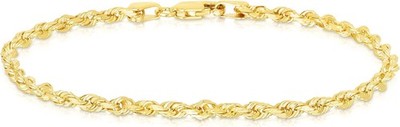 Floreo 10k Gelbgold 2mm Massiv Seil Kette Diamantschliff Armband oder Fußkettchen