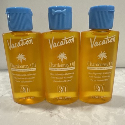 3 Vacation Chardonnay Oil SPF 30~Vegan Suntan Oil~Broad Spectrum Travel Sz 1oz