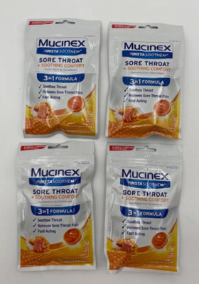 4x Mucinex Instasoothe Sore Throat Relief Drops, Sore Throat Lozenges, Sore Thro