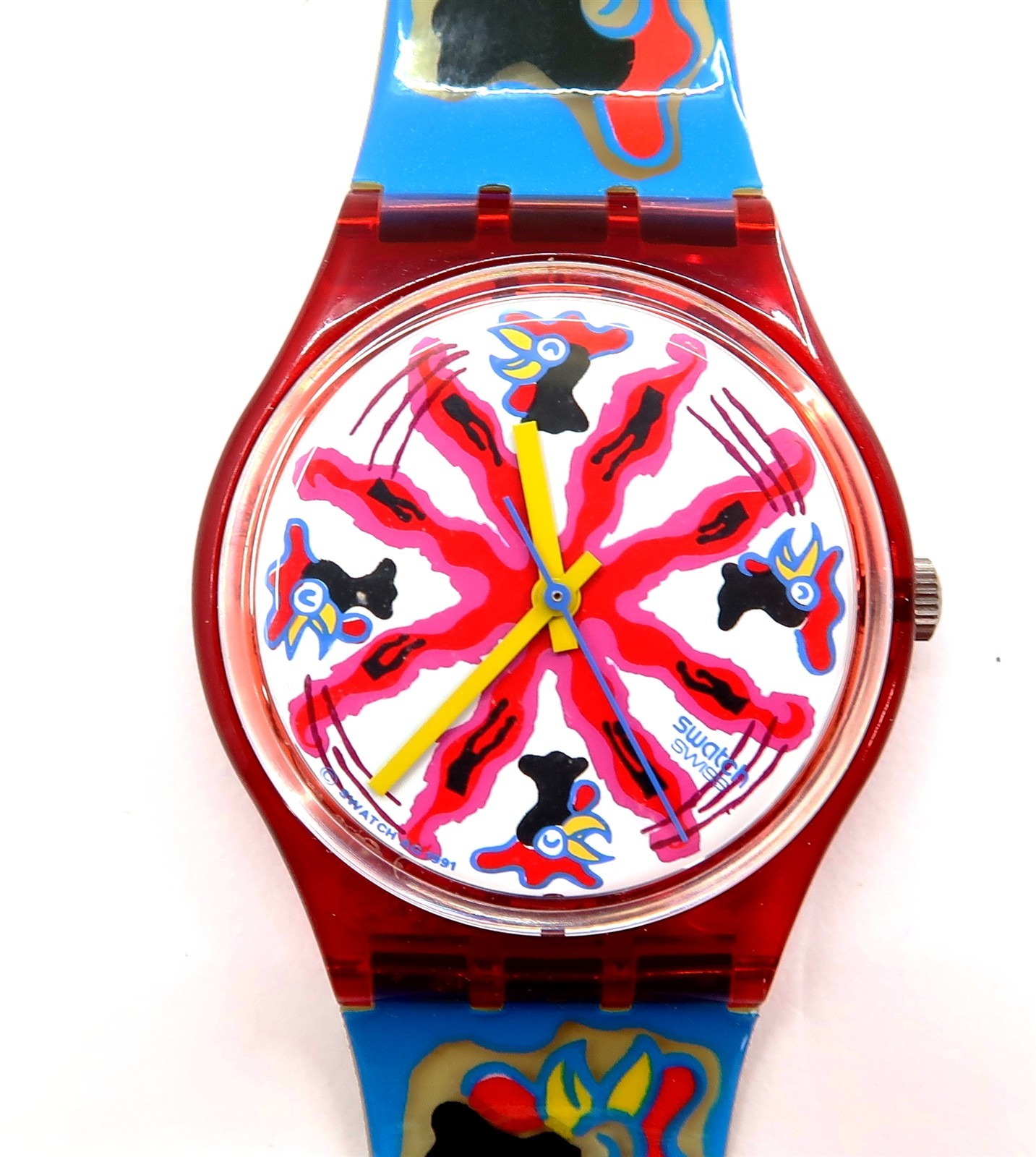 Swatch Watch CHICCHIRICHI GR112 with Case and Papers 1992 Works DAMAGED BAND