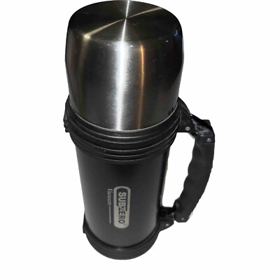 Subzero  34 oz. Double Wall Vacuum Thermos - Black. NEW. (SMALL DENT on Cup.)