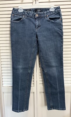 ANA Curvy Fit Med Wash Denim Jeans Low Rise Size 12P Zip Logo Pockets