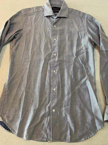 $69.90 Massimo Dutti Men’s Made In Spain Pique Grey Button Shirt 15 38 - Picture 2 of 5