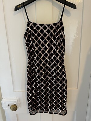 Quiz Size 10 Sparkly Dress Black With Sequins Going Out Party