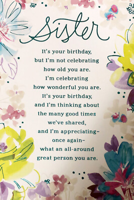 Happy Birthday Sister Beautiful Flowers 5.5 x8  Hallmark Greeting Card