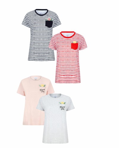 Womens Print Short Sleeve T Shirt Ladies Casual Tee Blouse Tops UK 8 10 12 14 16 - Picture 15 of 16