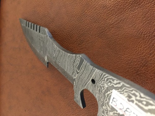 Handmade Damascus Steel Tracker Blade Blank-Knife-Heat Treated-B287 - Picture 4 of 4