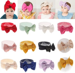 Solid-Color-Bow-Headwrap-Baby-Knot-Nylon-Wide-Headband-Turban-DIY-Soft-Elastic