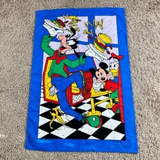 Vintage Disney Tea Towel 100% Cotton Cole & Mason UK Mickey Goofy Donald Used