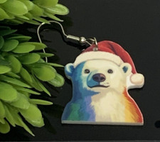 Polar Bear Earring, Santa Earrings, Christmas Earring, Gift Idea, Dangle Earring