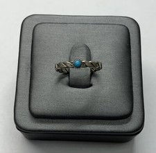 Vintage Navajo Turquoise Twisted Cable Ring Size 5