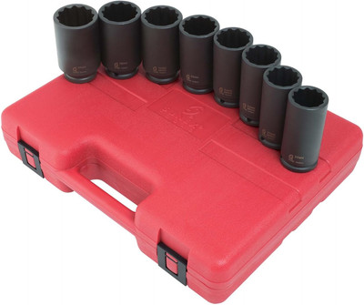 2835 1/2-Inch Drive Deep Spindle Nut Impact Socket Set, Metric, Standard, 12-Poi