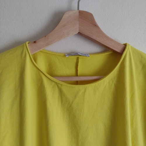 Blusa amarilla de mujer Zara talla grande M algodón mangas burbuja - Imagen 4 de 8
