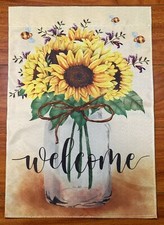 Sunflower Double Sided Welcome Sunflowers Garden Flag 12x18  