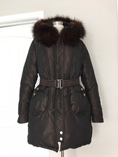 Corso Venezia Real Down Raccoon Fur Trim Belted Brown Parka Size L $695