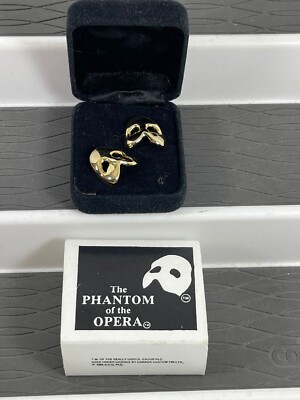 ''The PHANTOM of the OPERA'' Play ''1986'' Full FACE MASK Pierced Earrings w/Box
